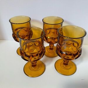 Indiana Glass Amber Goblet Set